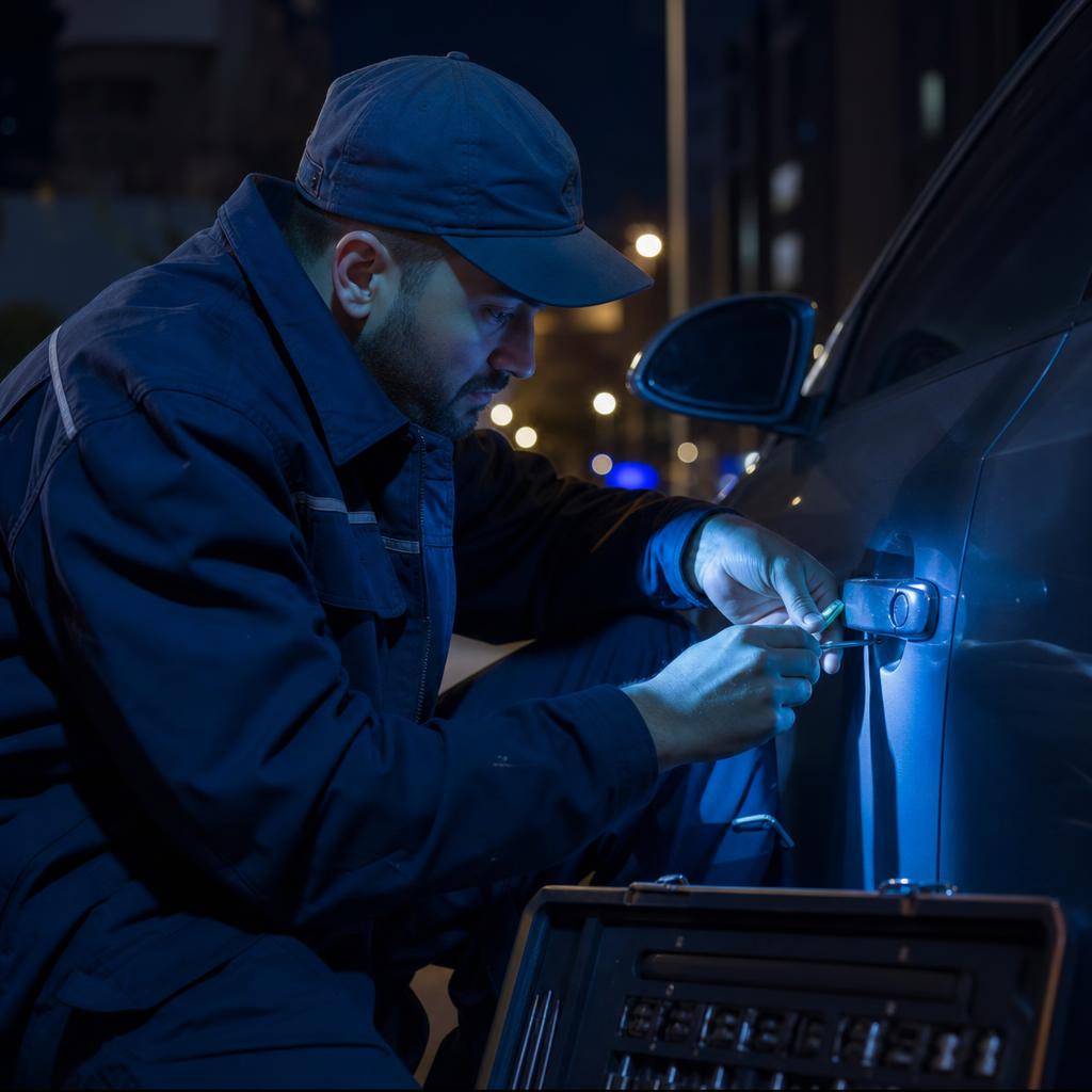 Serrurier automobile en intervention nocturne